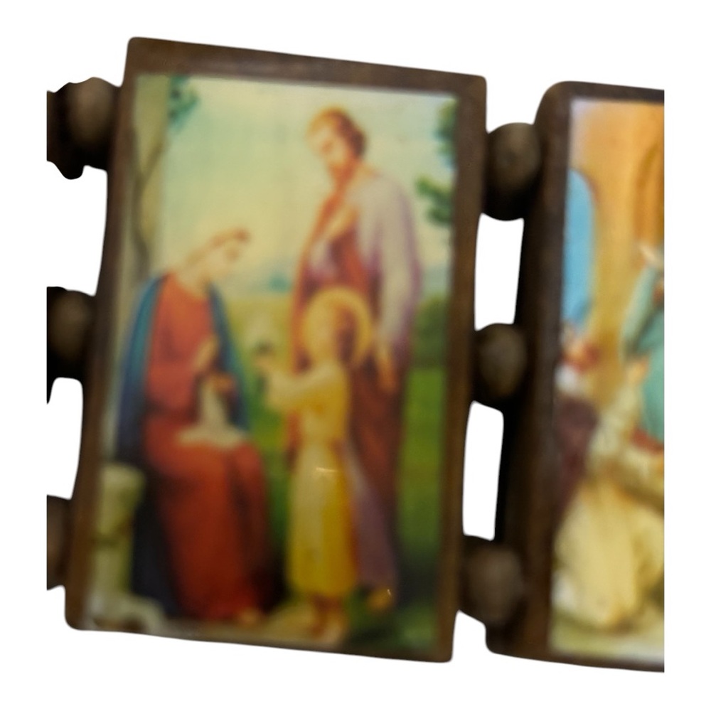 Bangle Elastic Stretch 6 Rectangular Wooden Plate with 6 Religious Pictures - Picture 7 of 13